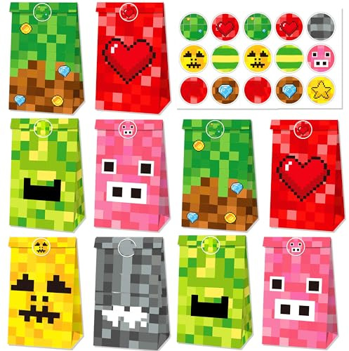 LaVenty pixel decoracion de fiesta de cumpleaños pixel bolsas de fiesta goodies caramelos bolsas de regalos decoración cumpleaños productos para fiestas decoración para fans de juegos