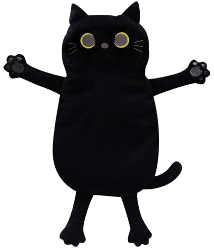 Microwavable Heating Pad with Washable Cover, 17 x 9 Microwave Moist Heat Pad Neck Shoulder, Cramps, Back Pain Relief Warm Compress Rice Bean Bag Hot Pack for Muscles, Joints, Lavender, Black Cat