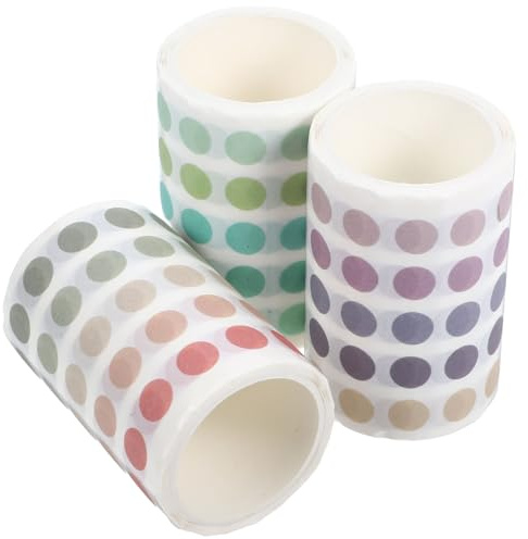 HOMSFOU Rouleaux D'autocollants Ronds à Pois en Papier, Design Chic et Amovible Lot de 3 pour Journaux et Projets Créatifs Polyvalents
