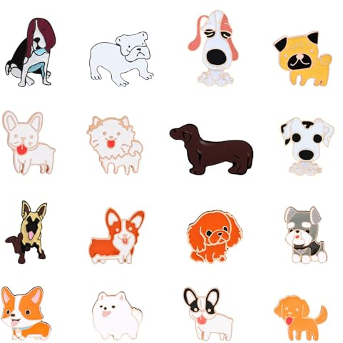 Sxutop 16 Piezas Broches Esmalte de Perro Pins Insignia de Metal | Lindo Pines Esmaltados Pins de Solapa Perro Divertidos Broches de Dibujos Animados para Ropa Sombreros Mochilas Chaqueta