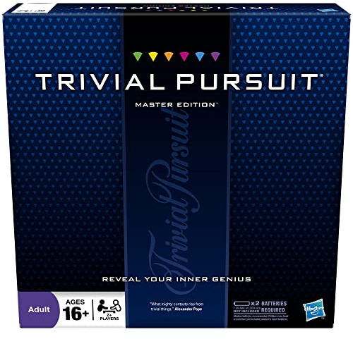Hasbro Gaming Trivial Pursuit Master Edition Trivia Game, Board Games for Adults and Teens, Includes Electronic Timer, Trivia Games for 2 to 6 Players, Ages 16 and Up (Amazon Exclusive)