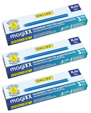 Online magiXX 9x radierbare Tintenpatronen für magiXX Tintenpatronen-Füllhalter I Vorteilspack Nachfüll-Patronen königsblau I erasable Fountain Pen I radierbare Tinte