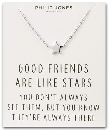 Philip Jones Silver Plated Star Necklace with Quote Card