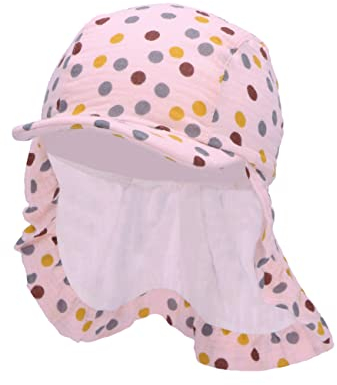 Sterntaler Baby Mädchen Schirmmütze Baby Schirmmütze Nackenschutz Punkte - Schirmmütze Baby, Baby Mützen - aus Baumwolle - rosa, 51
