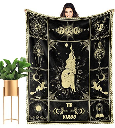 Jungfrau-Decke, 12 Horoskop-Astrologie-Bettdecken, weich, gemütlich, personalisierte Flanell-Überwurfdecken, 203 x 152 cm