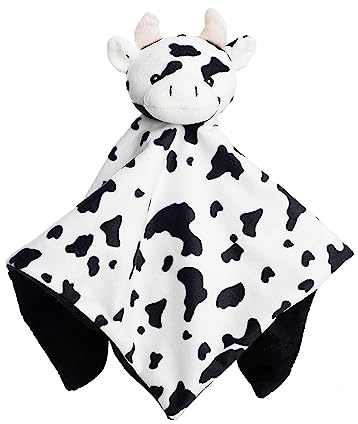 Royal Icon Super Soft Baby Comforters Baby Boys & Girls Comforter Baby Comforter Toy Elephant/Giraffe/Cow Cuddly Fleece Toy Are Ideal for New Baby Gifts and for Peaceful Sleep 19C199 (Cow)
