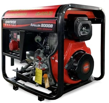Syntrox Stromerzeuger, Generator, Apollon 8000B 380V, Dreiphasig, Elektrostart, Diesel, 5,5 kW, 220/380 Volt, 50 Hz, Diesel Notstromgenerator; Camping, Umweltfreundlich, Powerstation