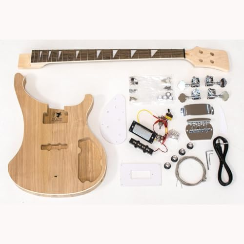 DiY Bass Guitar Kit - RK with Bass Body Made Of Ashwood, Maple Neck with Rosewood Wood Fretboard