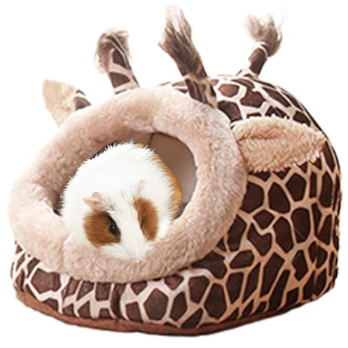 EAEDMY Guinea Pig Rat Bed Hideout for Rat Bearded Dragon Hedgehog Ferret to Sleep and Hide, Guinea Pig Cage Accessories Habitat Décor (Large, 2.Giraffes)