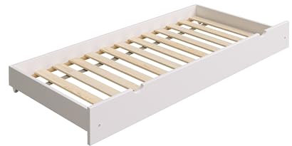 YOUKO Commode sous lit avec Place de Couchage supplémentaire en pin Massif - tiroir sur roulettes avec Fond en MDF et Cadre Robuste - boîte de Rangement sous lit avec Bords Lisses Blanc