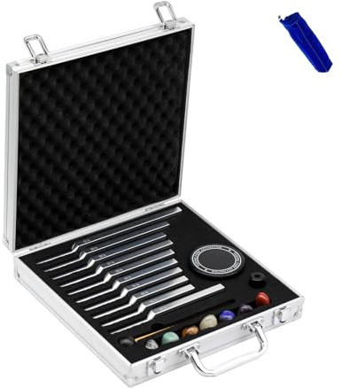 Solfeggio Stimmgabeln Set, Ungewichtete Stimmgabel für Heilung, Stimmgabeln 10 Stück enthalten die 528 Hz, Klang-Meditationsgabeln für Klangheilungstherapie, Stress reduzieren, Energiearbeit Geschenk
