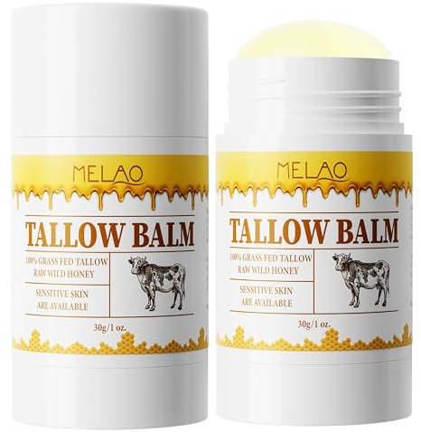 BAISEN DIARY Tallow Balm Stick - Multi-Purpose Moisture Stick for Face & Body, Tallow and Honey Balm for Dry Skin, Lips & Cuticles, Soothing & Hydrating, Beef Tallow Moisturizer