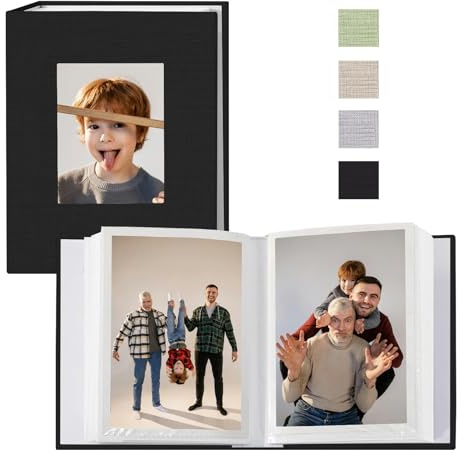 Photo Albums 4x6 Pictures, Polaroid Photos Album Book, Photo Book Small Linen Cover Photo Album, 50 Page Holds 100 Pictures, Photobook for Valentines Day, Anniversary, Vacations, Wedding Baby Black