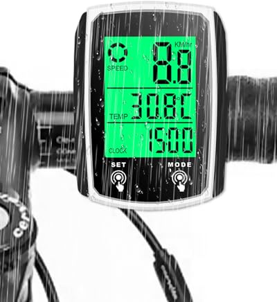 Fahrradcomputer Digital,19 Funktionen wasserdichte mit Hintergrundbeleuchtetem Display Fahrradtacho,Kabelgebundene Kilometerzähler Fahrrad,Multifunktionaler Fahrrad Computer für Kinder und Erwachsene