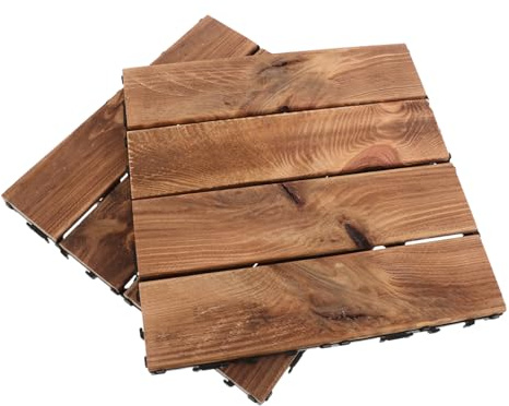 Homoyoyo 2pezzi Pavimentazione in Legno Ad Incastro Per Esterni Piastrelle Impermeabili Per Patio Balconi e Terrazze Adatte Tutte Le Condizioni Atmosferiche Marrone Pavimenti in Piastrelle