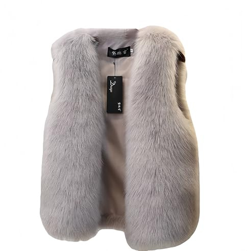 Proumhang Chaleco Mujer, Chaleco de Piel Sintética para Otoño e Invierno, Chaleco Sin Mangas de Felpa Grueso Color Sólido, Abrigo Cálido y Moderno Gris L