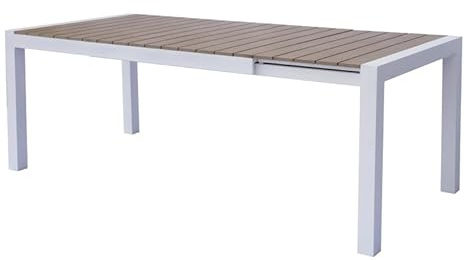 Gruppo Maruccia - Tavolo da Giardino in Alluminio e Legno Resinato - Allungabile da 160 a 210 cm - Resistente agli Agenti Atmosferici - Arredamento Ville, Resort, Casa (Bianco)