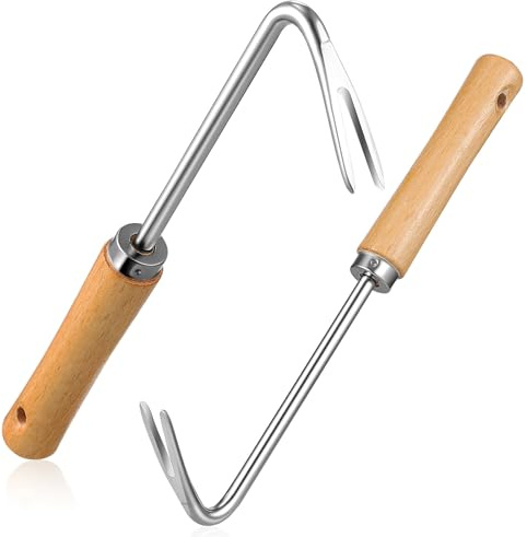 DEARMAMY Estirpatore di Diserbo Manuale in Acciaio Inox con Impugnatura Ergonomica, Attrezzo da Giardino Robusto per Rimozione Erbacce e Cura Cortili, Set 2 Pezzi