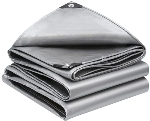 Outdoor Heavy Duty Waterproof Canvas Tarpaulin Ground Sheets Camping Tent Garden Cover (Silver,10 * 16FT)