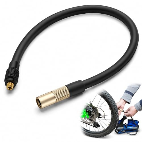 2-in-1 Schrader Presta Valve Adapter 50cm, Bike Pump Extension Hose, Tyre Inflator Tube for Portable Air Compressors, Car Motorcycle Bicycle Tyre Pump Replacement