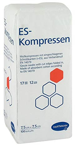 ES Compresses 7.5 x 7.5 cm unsteril 12fach 100 Gauze Swabs
