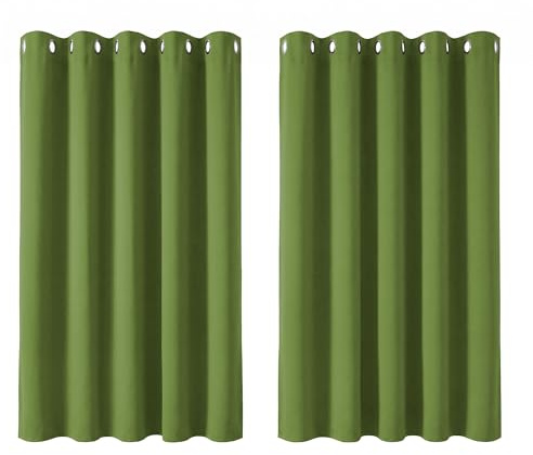 Deconovo Super Soft Solid Thermal Insulated Eyelet Living room Blackout Curtains for Girls 66 x 54 Inch 1 Pair Green