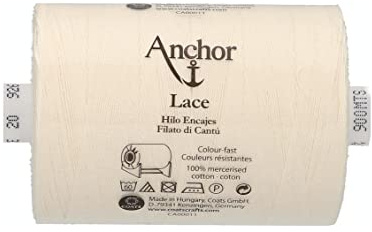 ANCHOR Bobbin spets garn spets, tjocklek: 20, löplängd: 900 m 926, 4 cm x 4 cm x 7 cm