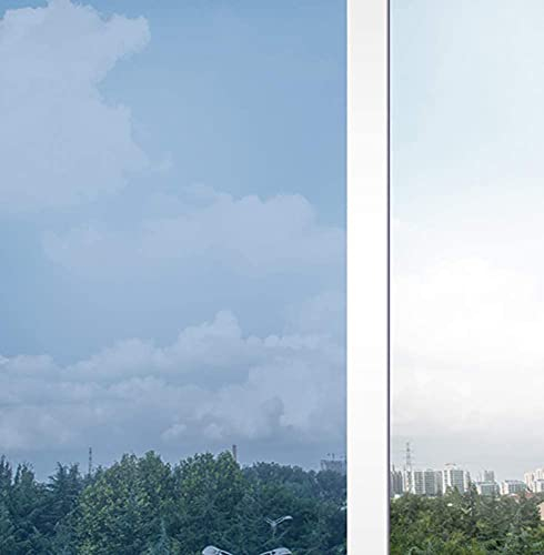 Beautysaid One Way Window Privacy Film: Sunlight Blocking, Heat Control, Anti UV, Static Cling for Home Office (90x200cm, Silver)
