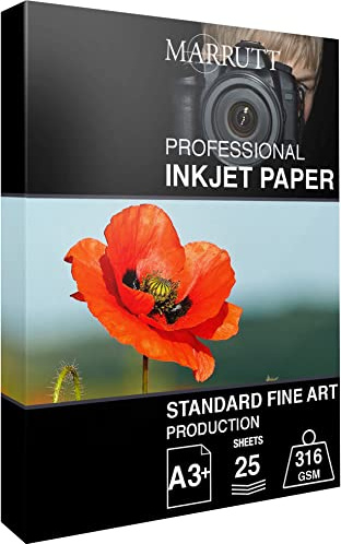 Marrutt 316gsm Standard Fine Art Textured Inkjet Photo Paper: A3+ 25 Sheets (A3+ 25 Sheets)