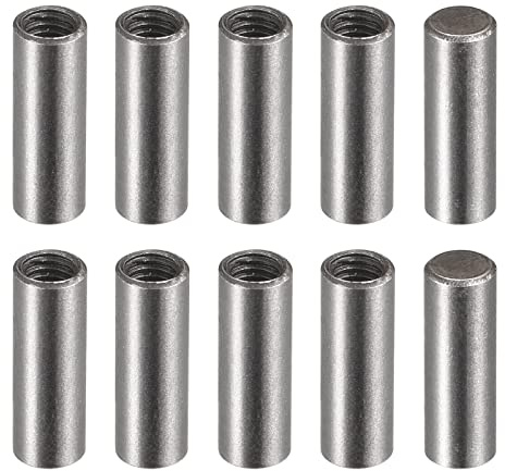 uxcell Carbon Steel Dowel Pin 4 x 12mm M3 Female Thread Cylindrical Shelf Support Pin 20Pcs