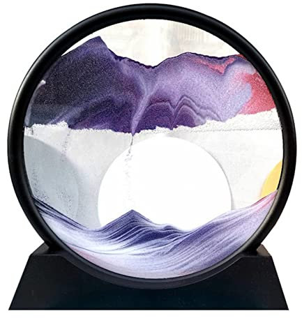 Wnvivi Tableau 3D en sable mouvant, mouvement liquide, décoration artistique sable mouvant, sablier pour la maison et le bureau (violet)