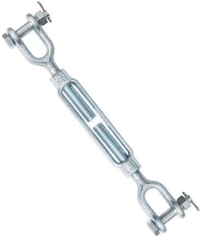 Jamiikury 3/4 Jaw Jaw Turnbuckle Galvanized Jaw and Jaw Turnbuckle, Jaw Jaw Closed Body Marine Turnbuckle Jaw, 8000lbs Working Load Limit, Durable for Wire Rope Cable (3/4 x 6)