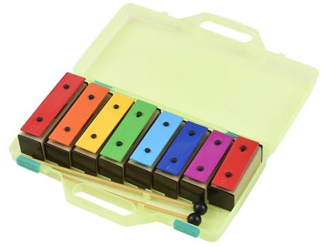 Glockenspiel musikinstrument Xylofon Med 8 Toner Färgglada Klockspel Avtagbara Metallplattor Resonatorklockor Slaginstrument Musikal