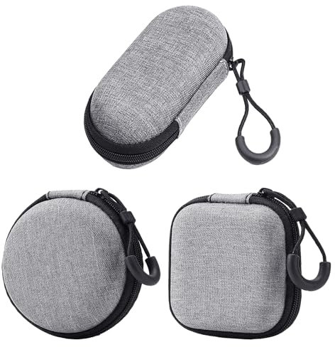 3 fundas rígidas para auriculares portátiles en gris sobre la oreja, perfectas para guardar auriculares, cables, llaves, tarjetas de memoria y objetos pequeños, caja de almacenamiento de auriculares