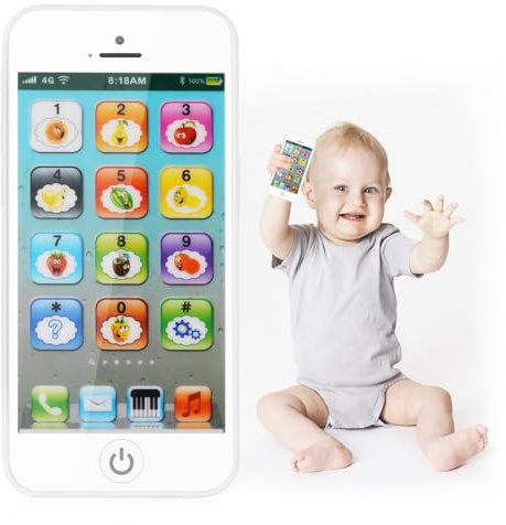Aolso Toy Phone for 1-6 Year Old Boys & Girls, Fake Phone Toy Gifts for Toddlers (White)