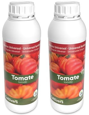 CULTIVERS Fertilizante para Tomates Ecológico Líquido 2x1L. Abono 100% Orgánico y Natural, Potencia el Sabor y el Crecimiento. Aumenta la Calidad de los Frutos y la Cosecha
