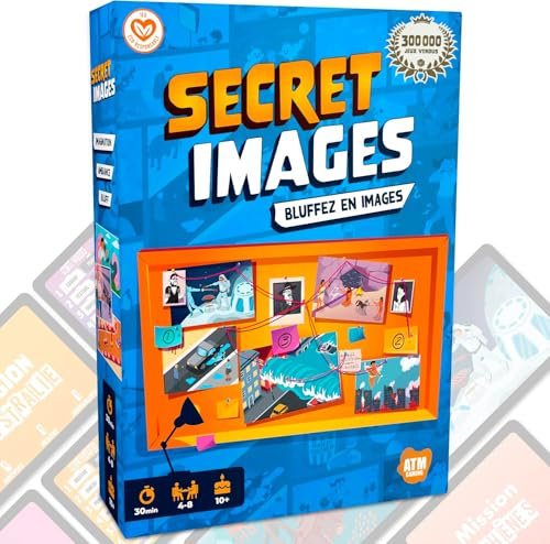 ATM Gaming Secret Images – Gesellschaftsspiel – Neue – Atmosphäre und Bluff in Familie und mit Freunden – Kartenspiel ab 10 Jahren – 4 bis 8 Spieler – Gesellschaftsspiele für Erwachsene
