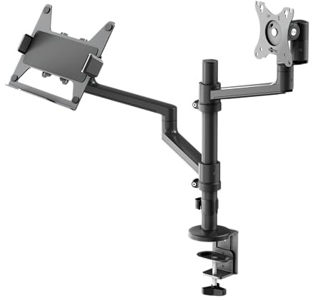 goobay Deluxe Support d'écran avec étagère pour Ordinateur Portable - Station de Travail pour écrans de 17 à 32 (43 à 81 cm) Plus Un Ordinateur Portable de 8 kg Maximum - VESA 75/100 mm - Noir 74417