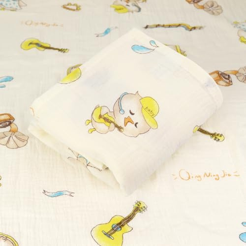 Hivia Mantas de Muselina-Manta Bebe Recien Nacido,110 * 100CM Manta de Verano para Bebe,Algodón,Suave,Transpirable y Versátil|Patito Musical