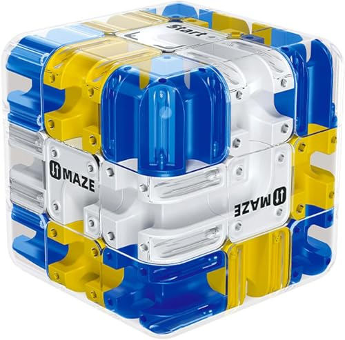 KOMEIYL Grand 3D Cube Labyrinthe Jouet Puzzle, 3D Cubes à Billes Jouet Labyrinthe, pour Développer la Concentration et Soulager Le Stress, Cadeau