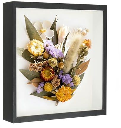 3D Shadow Box, 25 x 25 cm Picture Frame, Deep Box Photo Frame Deep Frames Display Boxs Wooden Deep Boxs Square Photo Frames for Medal Flower & Crafts Display(Black)