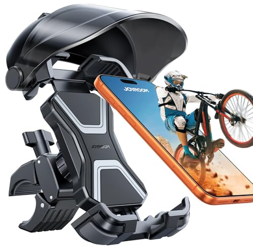 JOYROOM Bike Phone Holder Mount [Avoid Glare][Full Silicone Protection] Phone Mount for Scooter Ebike Bicycle Handlebar Cell Phone Clamp for iPhone 17 16 15 Pro Max S26, More 4.7-7 Phones