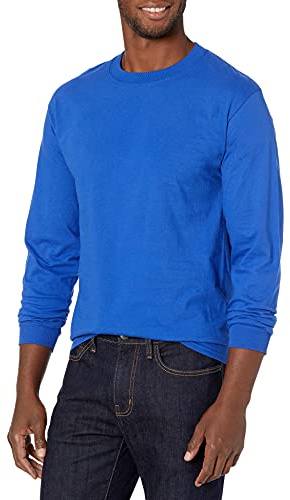 Hanes Men's Beefy Long Sleeve Shirt, 1 Or 2 Pack, Deep Royal, Medium