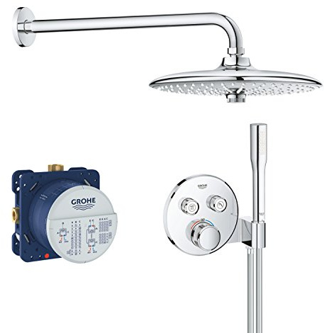 Grohe 34744000 Grohtherm SmartControl Shower Set, Chrome, Duschsystem mit Thermostat (2 Ventile-große Kopfbrause)