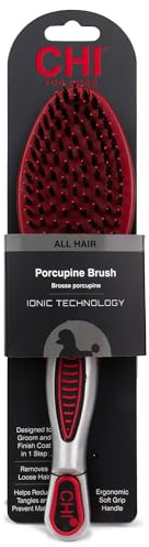 CHI for Dogs Porcupine Pin and Bristle Dog Grooming Brush, Detangling and Smoothing Brush for Short Medium and Long Dog Coats, Helps Remove Loose Hair and Light Tangles, Ergonomic Soft Grip Handle