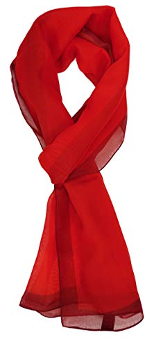 TigerTie Damen Chiffon Halstuch in rot dunkelrot mit Bordüre - Größe 160 cm x 36 cm