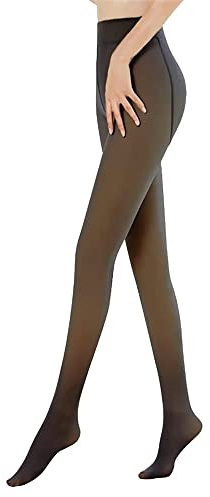 HSAJS Collant Termici Donna Pantaloni Caldi Leggings Collant Foderati in Pile 90G Fake Collant Felpati Traslucido Vita Alta Fodera in Caldo Velluto Lunghi (Nero)