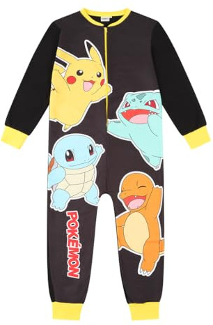 Pyjama Pokémon en polaire noir tout en un pour enfants, Pikachu, Noir , 7-8 ans