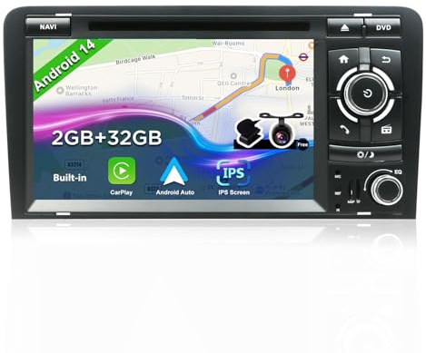 BXLIYER Android 14 Autoradio pour Audi A3 8P 8PA S3 RS3 (2003-2013) - 2G+32G - 2 DIN 7 Pouce - Caméra arrière + MIC GRATUITES - Dab Volant WLAN Carplay Android Auto Bluetooth Split-Screen