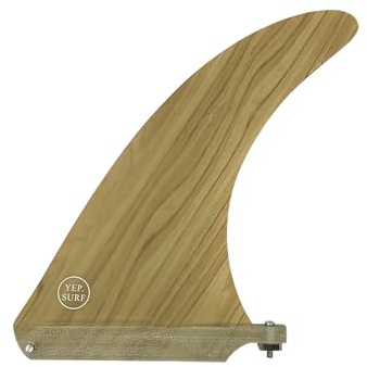 YEP.SURF Professional Surfboard Fins Longboard/SUP Center Fin 6 7 8 9 10.25+ Free No Tool Fin Screw - Center Fin for Surfboard & Paddleboard Bamboo Skin (8 inch (Logo))